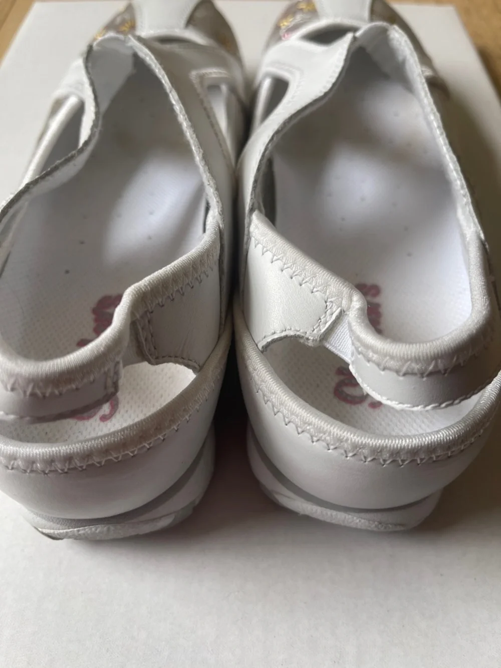 Skechers White Slip-On Flats with Pink and Gold Floral Accents - Picture 3 of 8